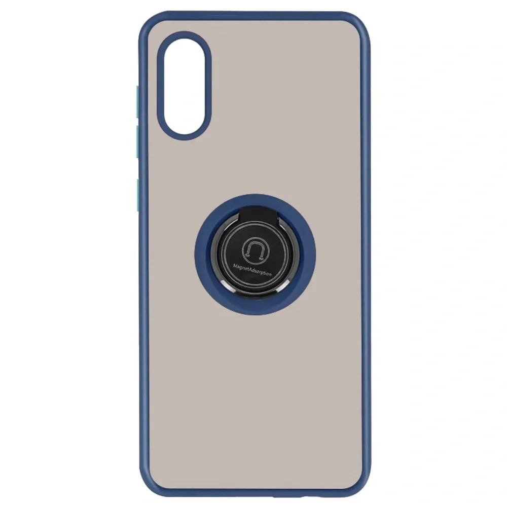 Samsung A01 Bi-material Metal Ring Function Stand blue phone case